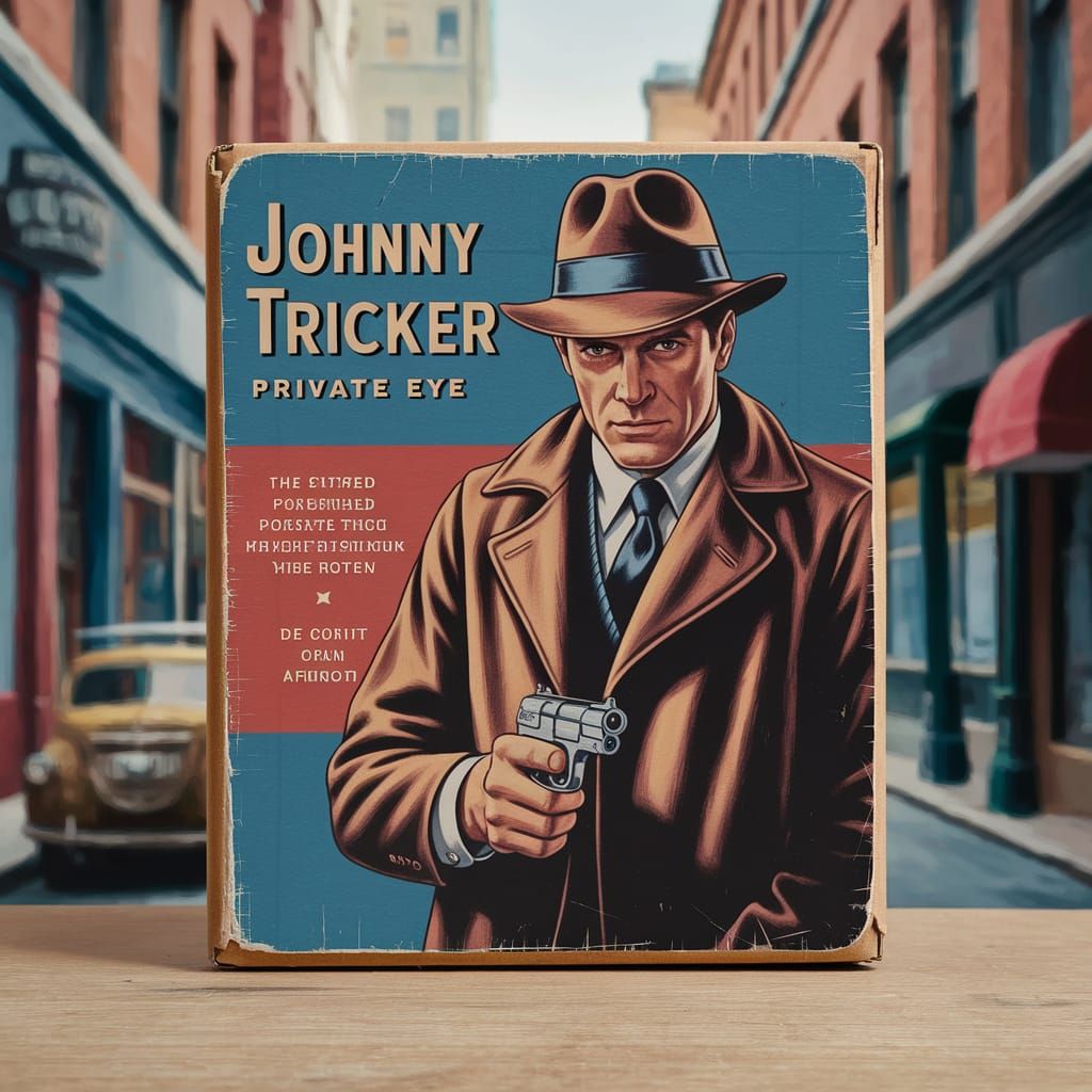 Vintage-Style Private Eye in 1940s Street Scene