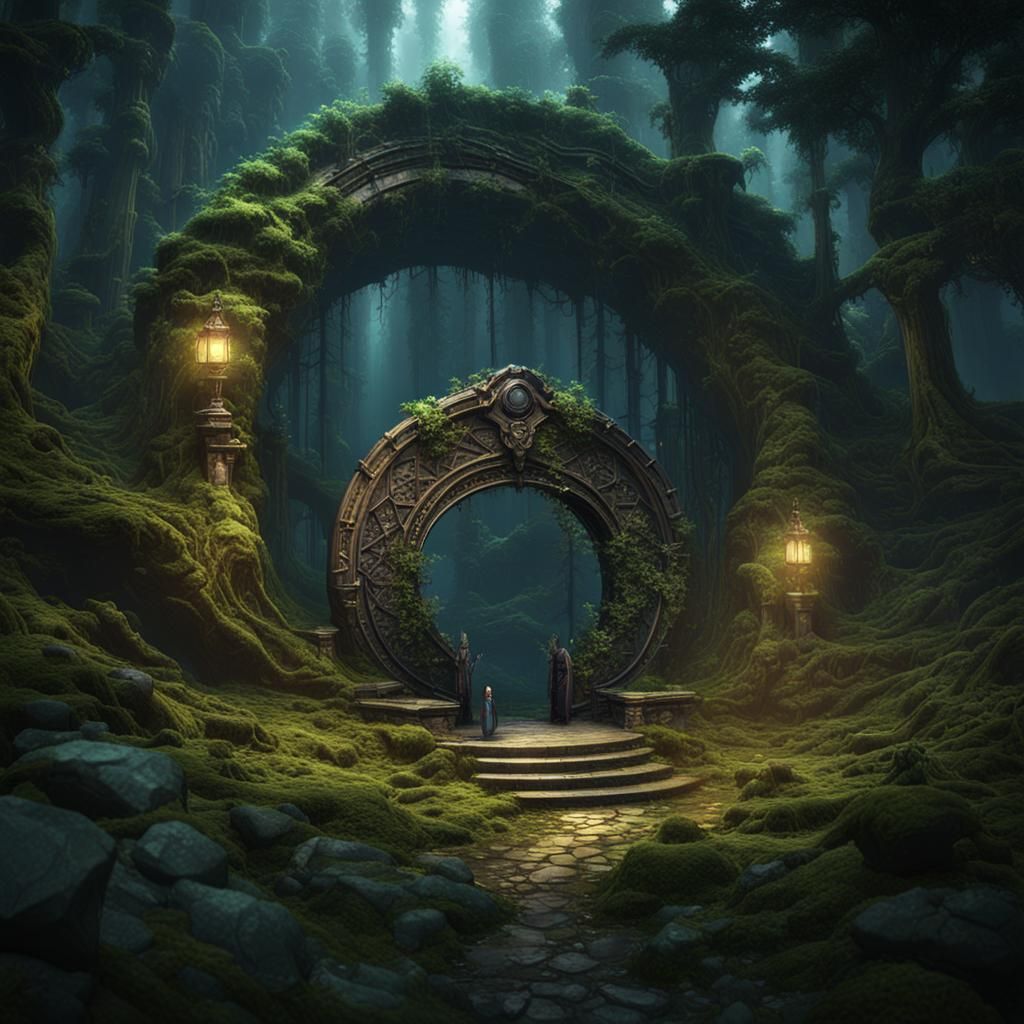 Magic Portal in Dark Forest Concept Art