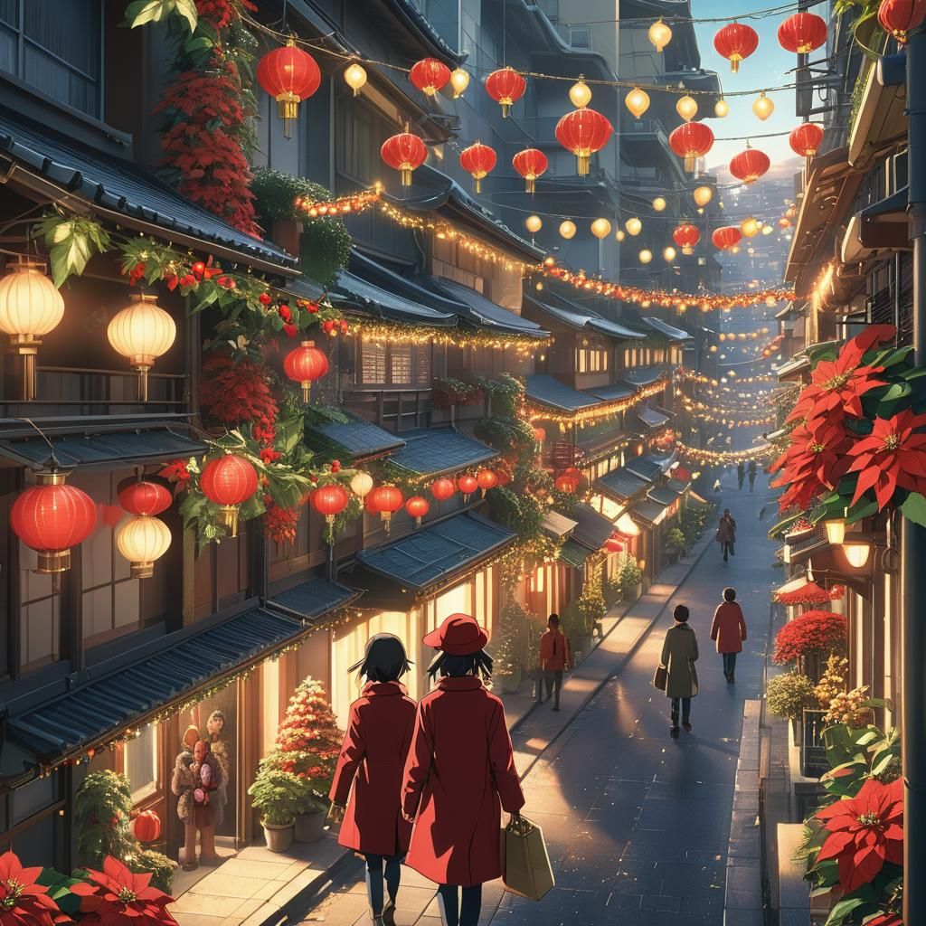 Surreal Christmas City at Golden Hour