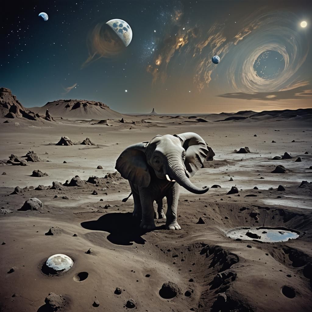 Dumbo on the Moon: A Surrealist Vision