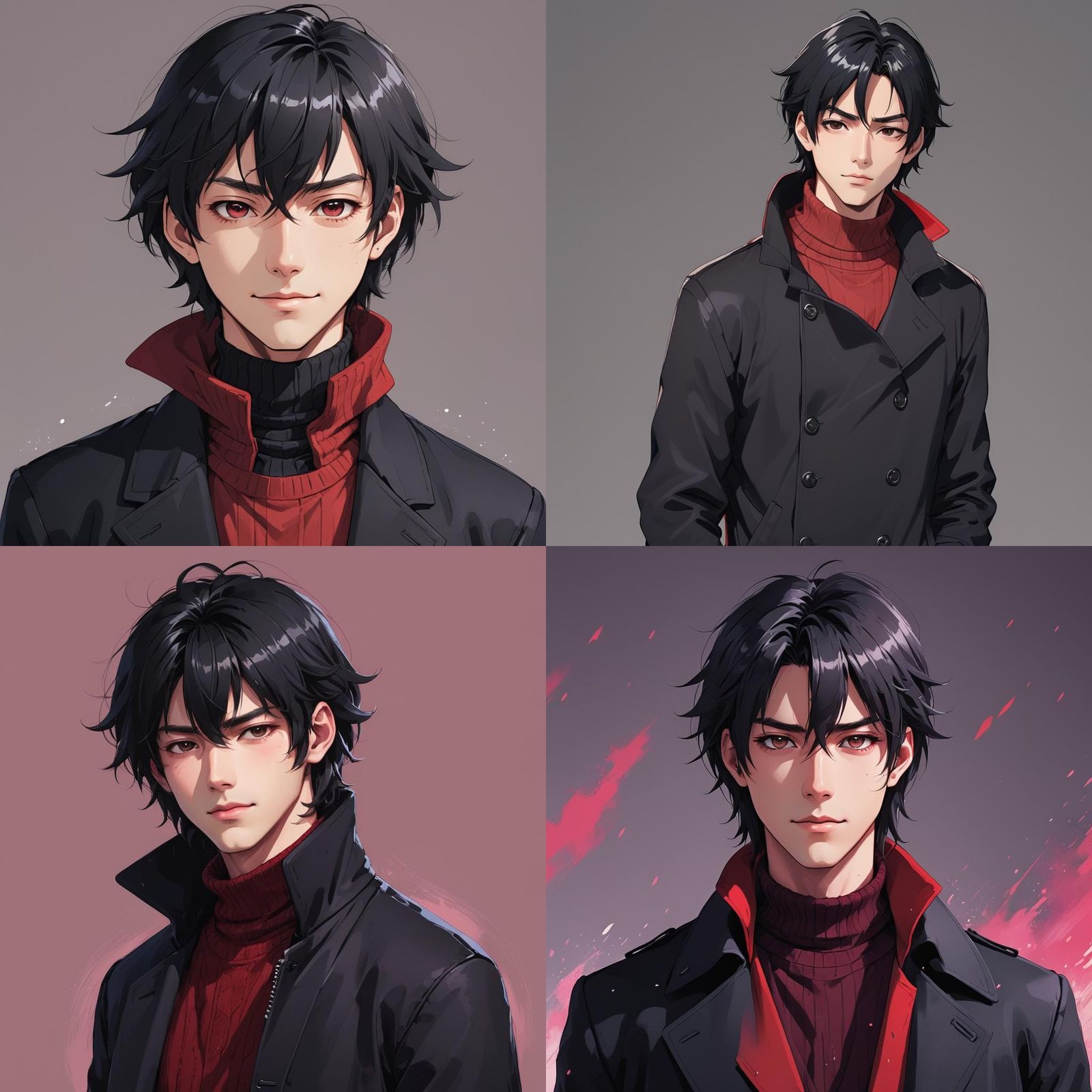 Man with Black Hair in Anime Pop Art Style