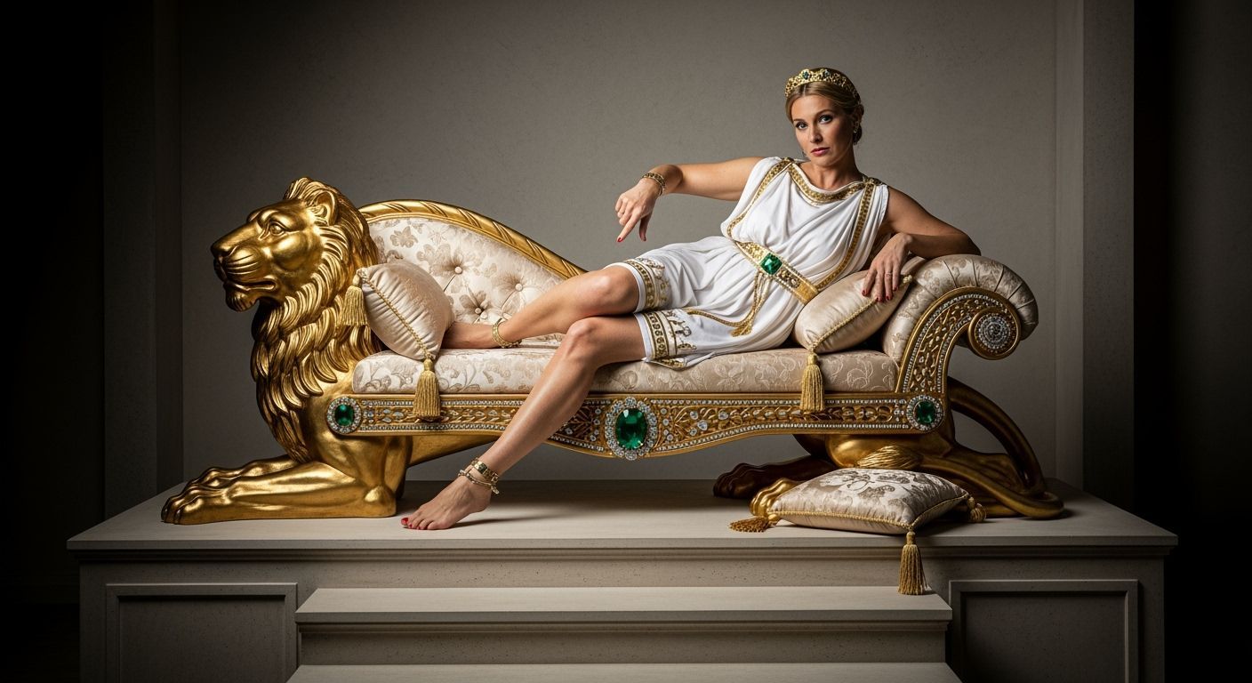 Roman Empress on Lion Chaise Lounge Portrait