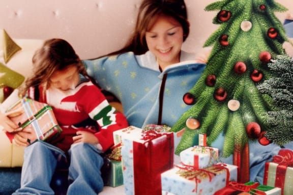 1990s Christmas Morning Family Scene