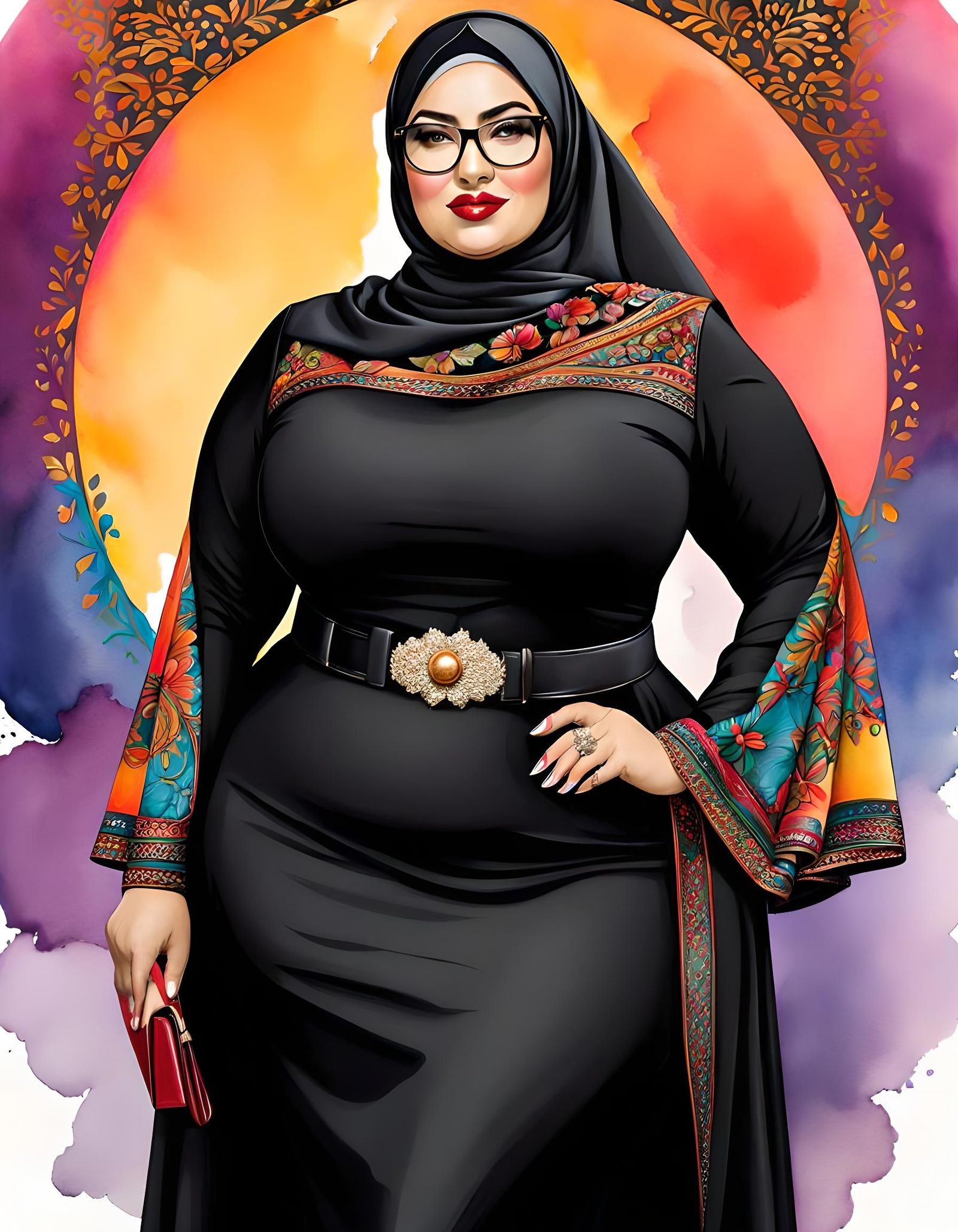 Pop Art Portrait: Middle Eastern Woman in Hijab