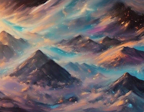 Cosmic Earth Split: Mountains to Starfield Digital Art