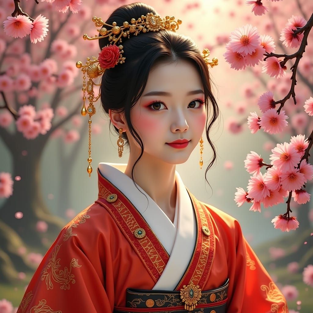 Elegant Korean Princess in 18th Century Hanbok Attire