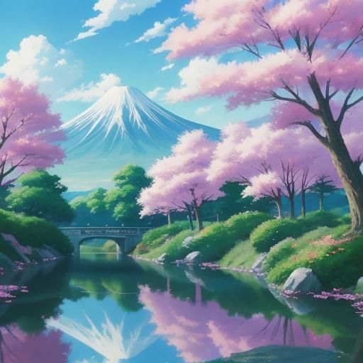 Peaceful Landscape in Anime Key Visual Style