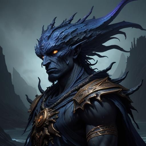 Cobalt Revenant Portrait in Dark Fantasy Style