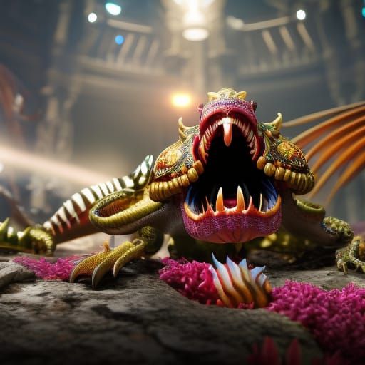 Detailed Alien Lizard Portrait with Bioluminescence