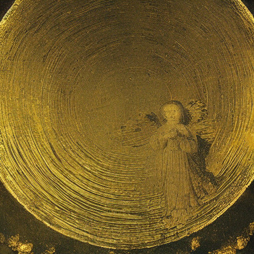 Angel Sits Serenely on the Golden Moon