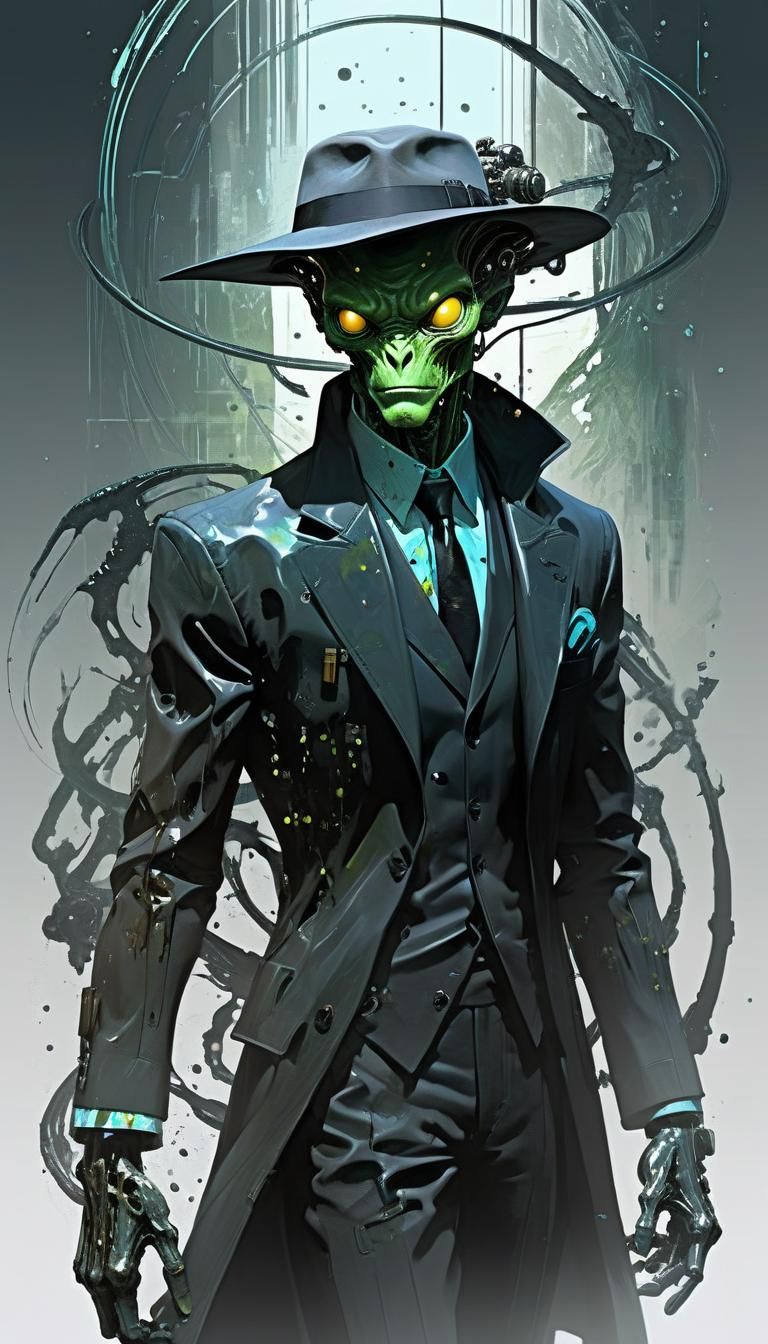 Alien Noir Detective in Detailed Digital Art