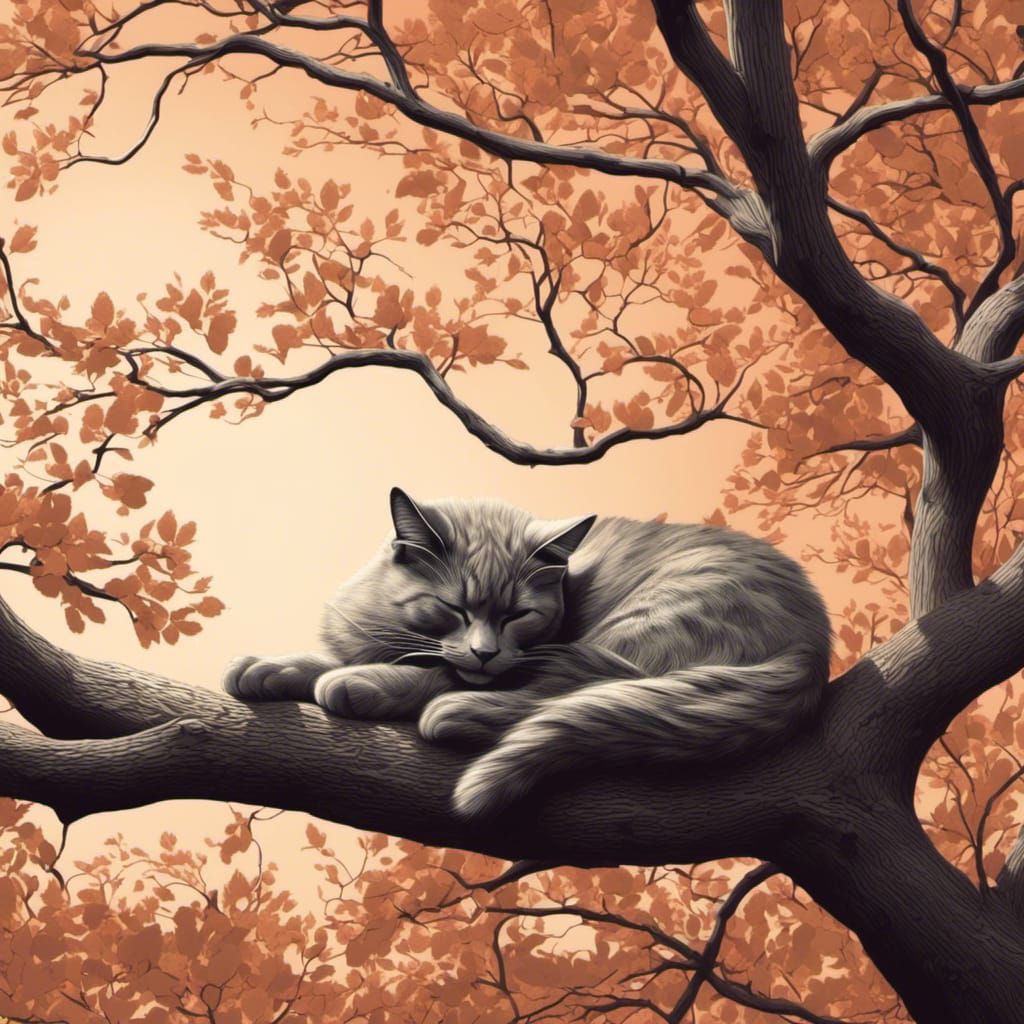 Manga Cat Nap in Garden at Sunset