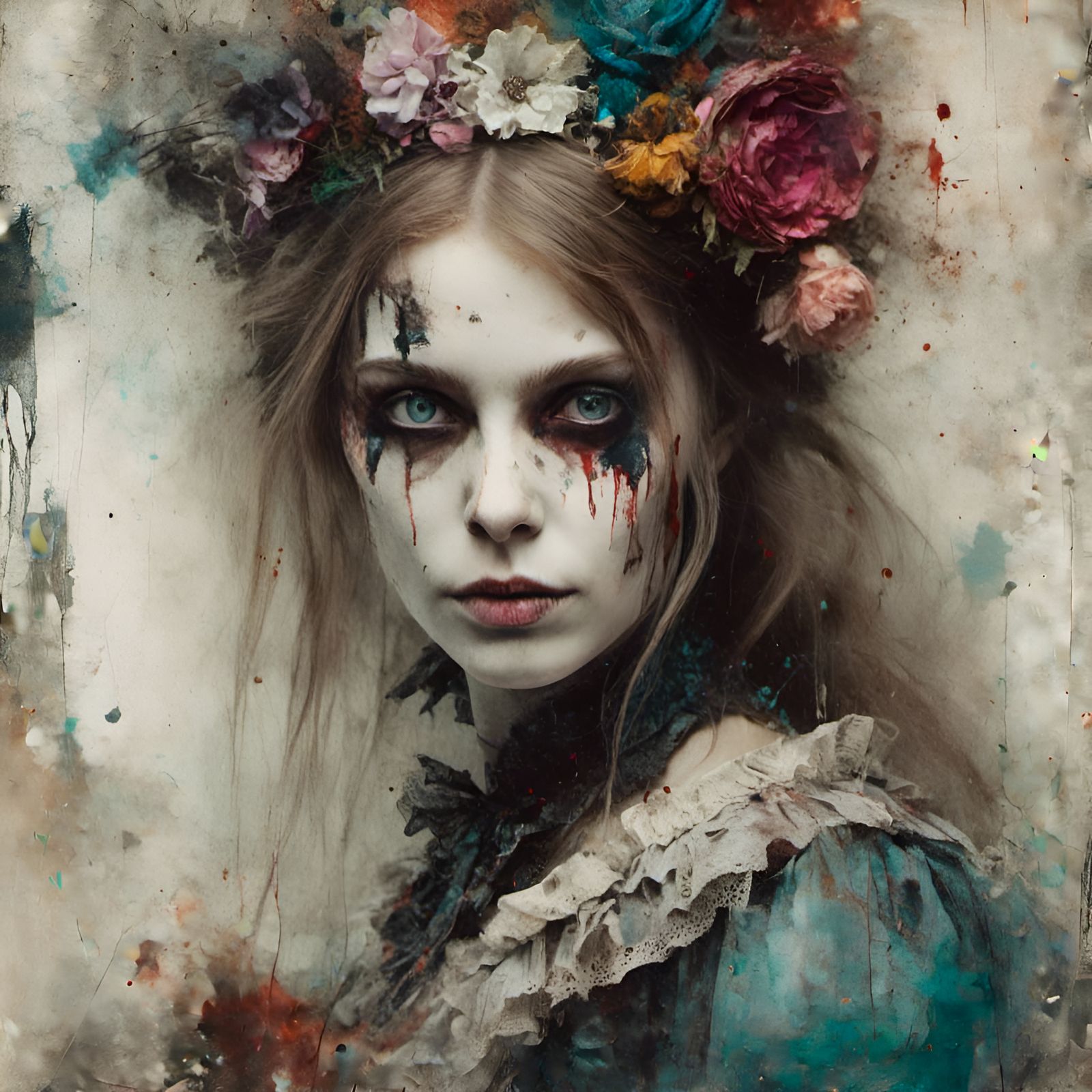 Haunting Alice in Wonderland Portrait in Oil Painting Style