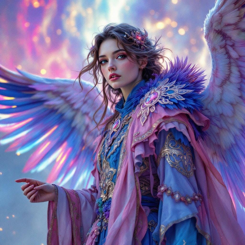 Fantasy Angel in Shimmering Aurora