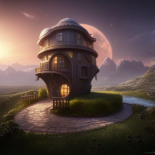 Fantastical Egg House: Detailed Matte Painting