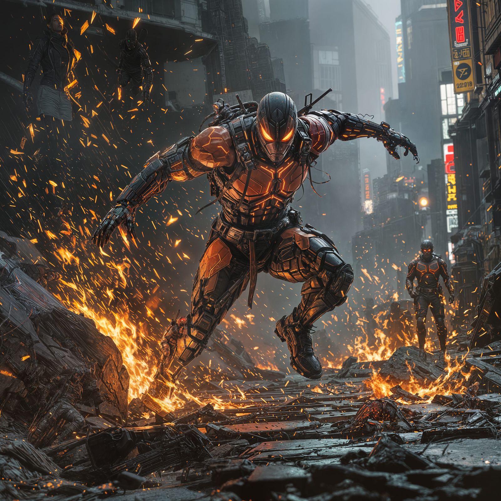 Cyberpunk Edgerunner in Firefight with Muscle Grafts