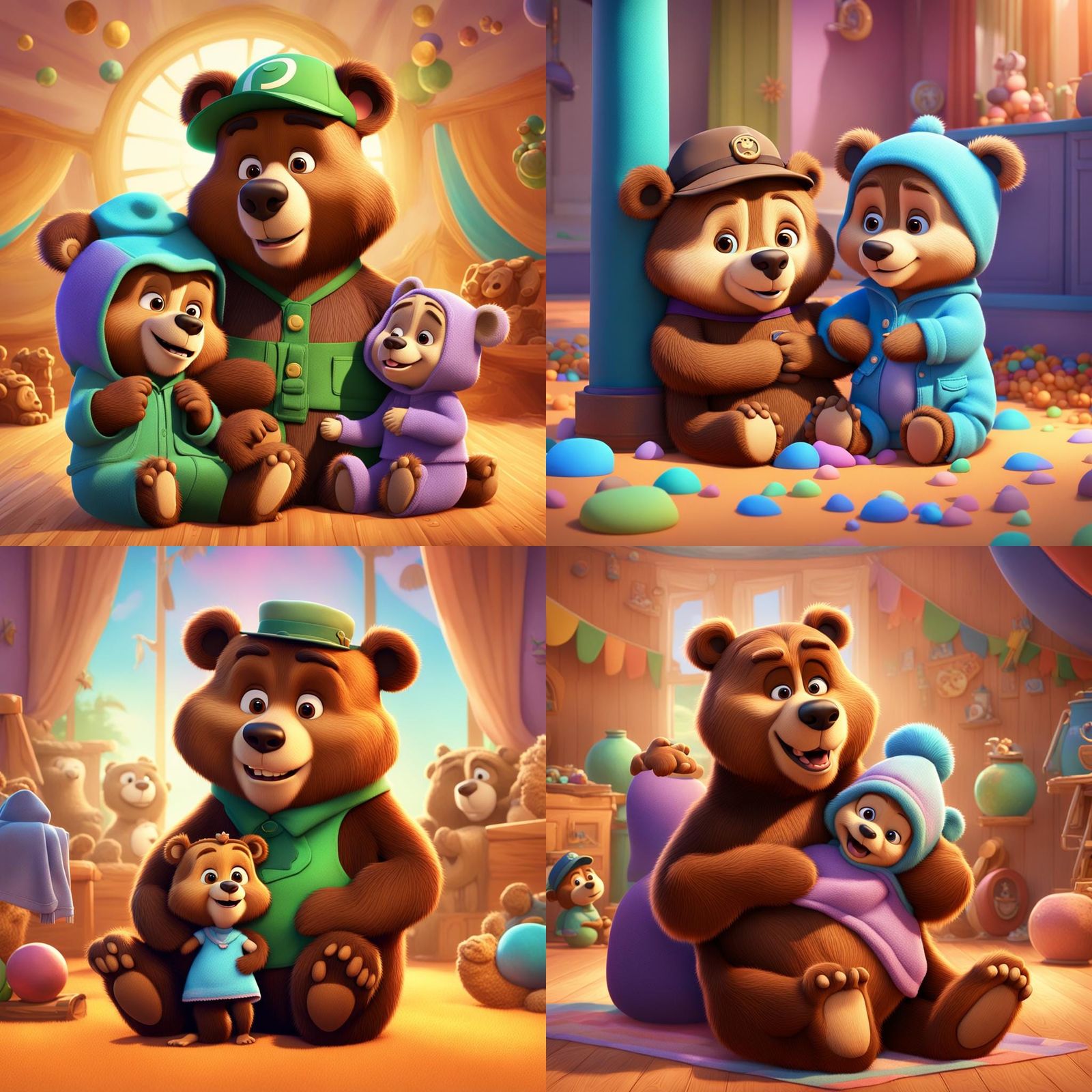 Yogi and Cindy Bear's Newborn Cubs as 3D Art