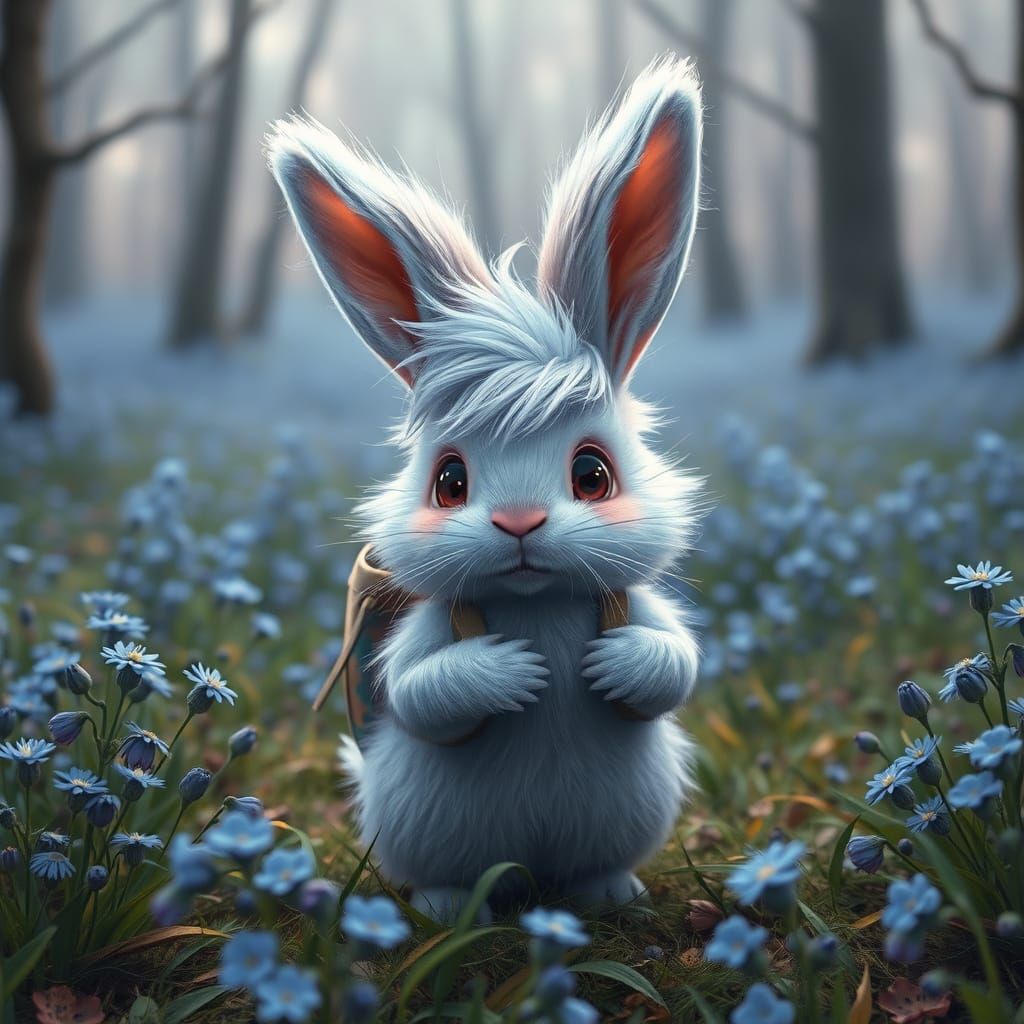 Lavender Bunny Adventures in a Mystical Forest