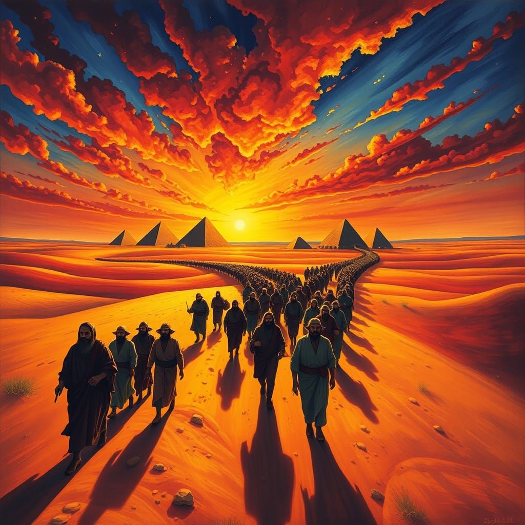 Hebrews March Towards Promised Land in Chagall-Inspired Suns...