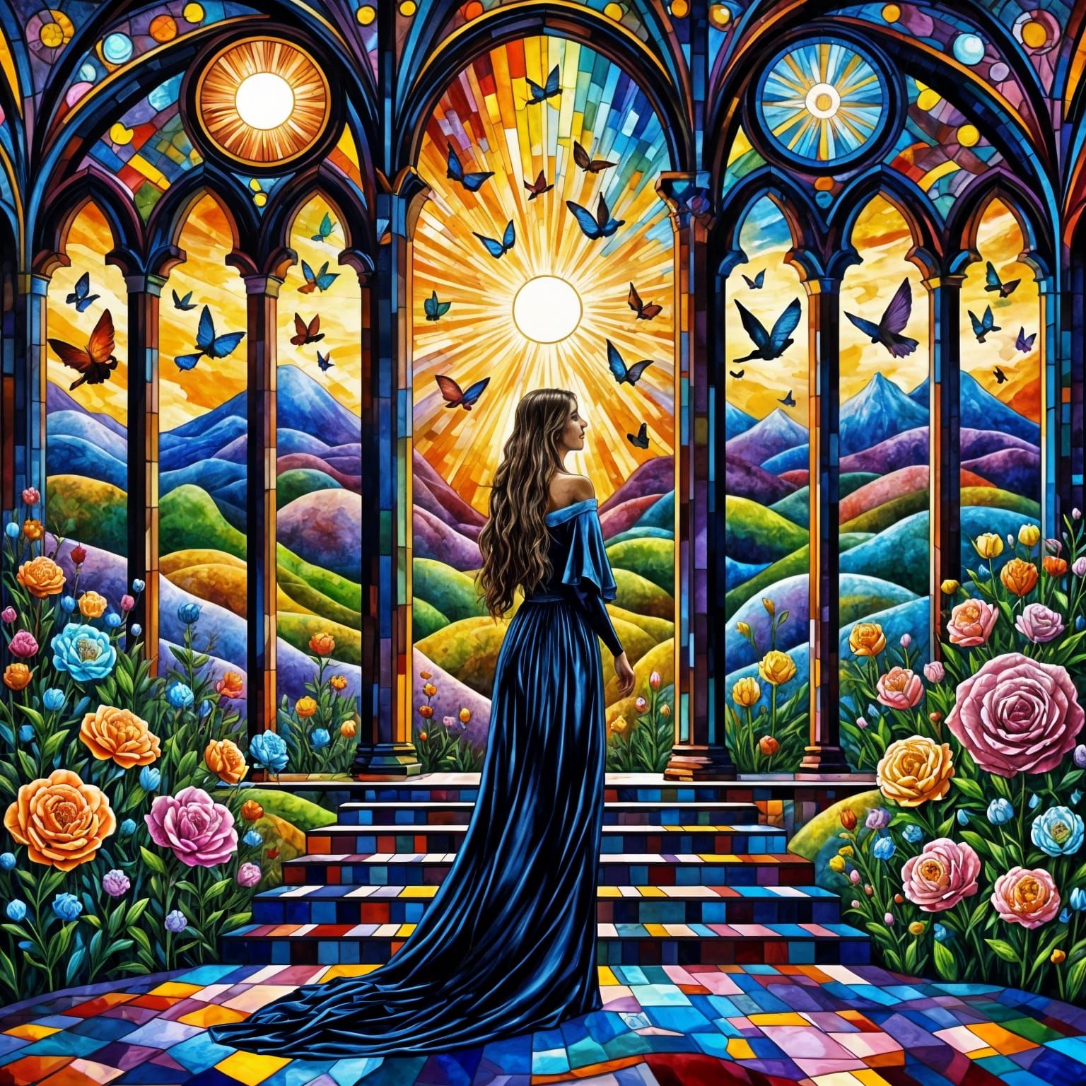 Angel in Cathedral Sanctuary in Alcohol Ink Style