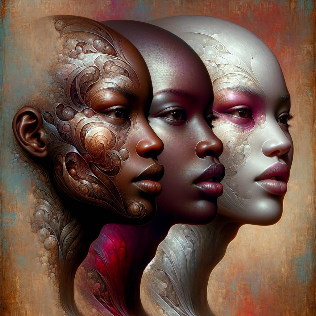 Fantasy Realm: Stacked Faces in Matte Painting