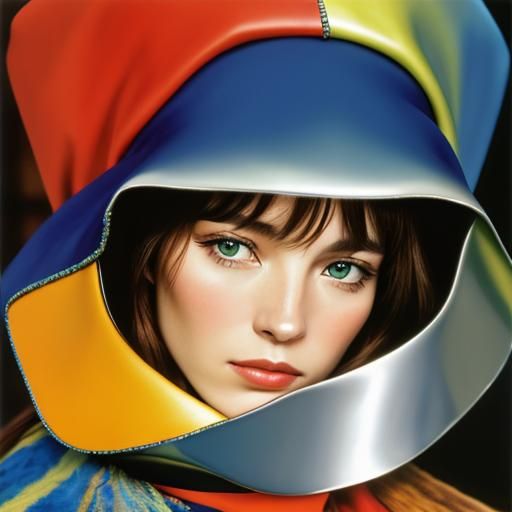 Photorealistic Portrait in Tiffany Glass Style