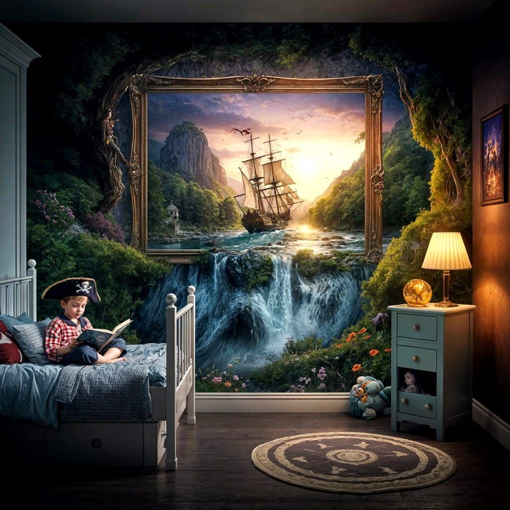 Pirate Galleon Dreamscape Overflowing from Painting