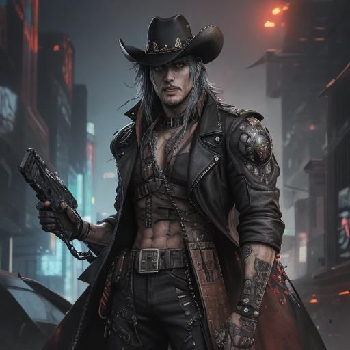 Cyberpunk Vampire Cowboy Gunslinger