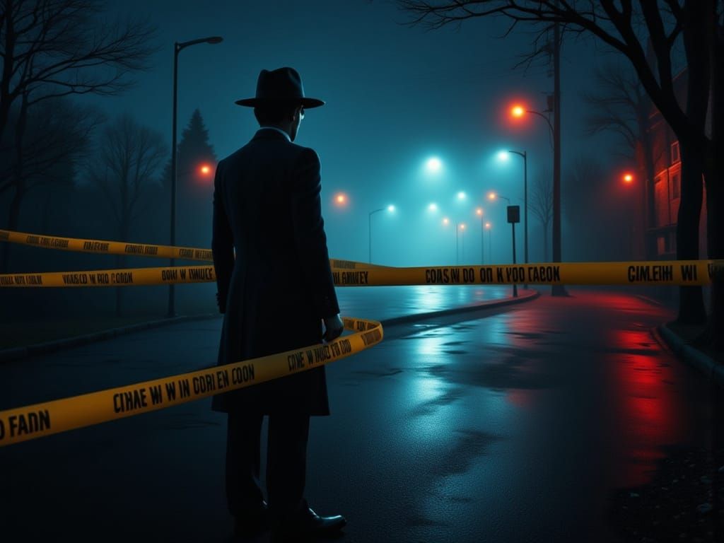 Surreal Film Noir Scene in Mist with Bokeh