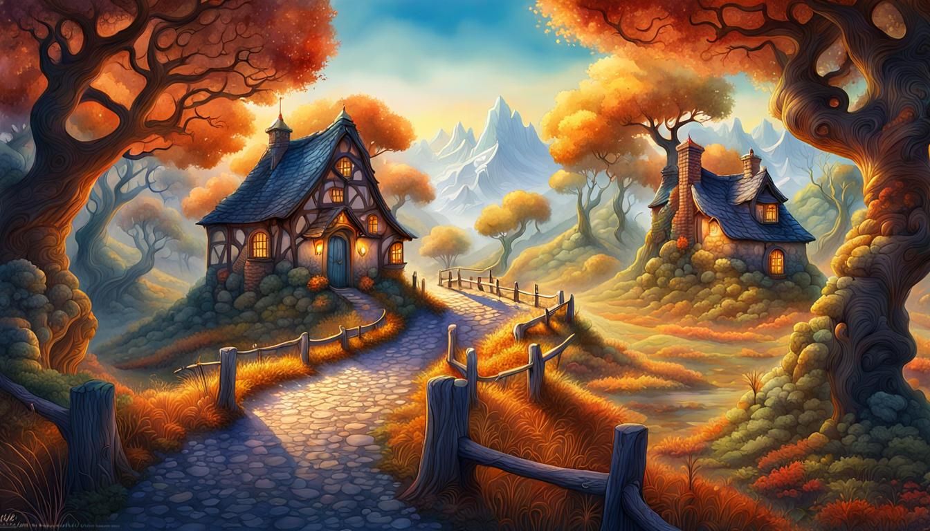 Fairytale Mycelium Network in Watercolor Style