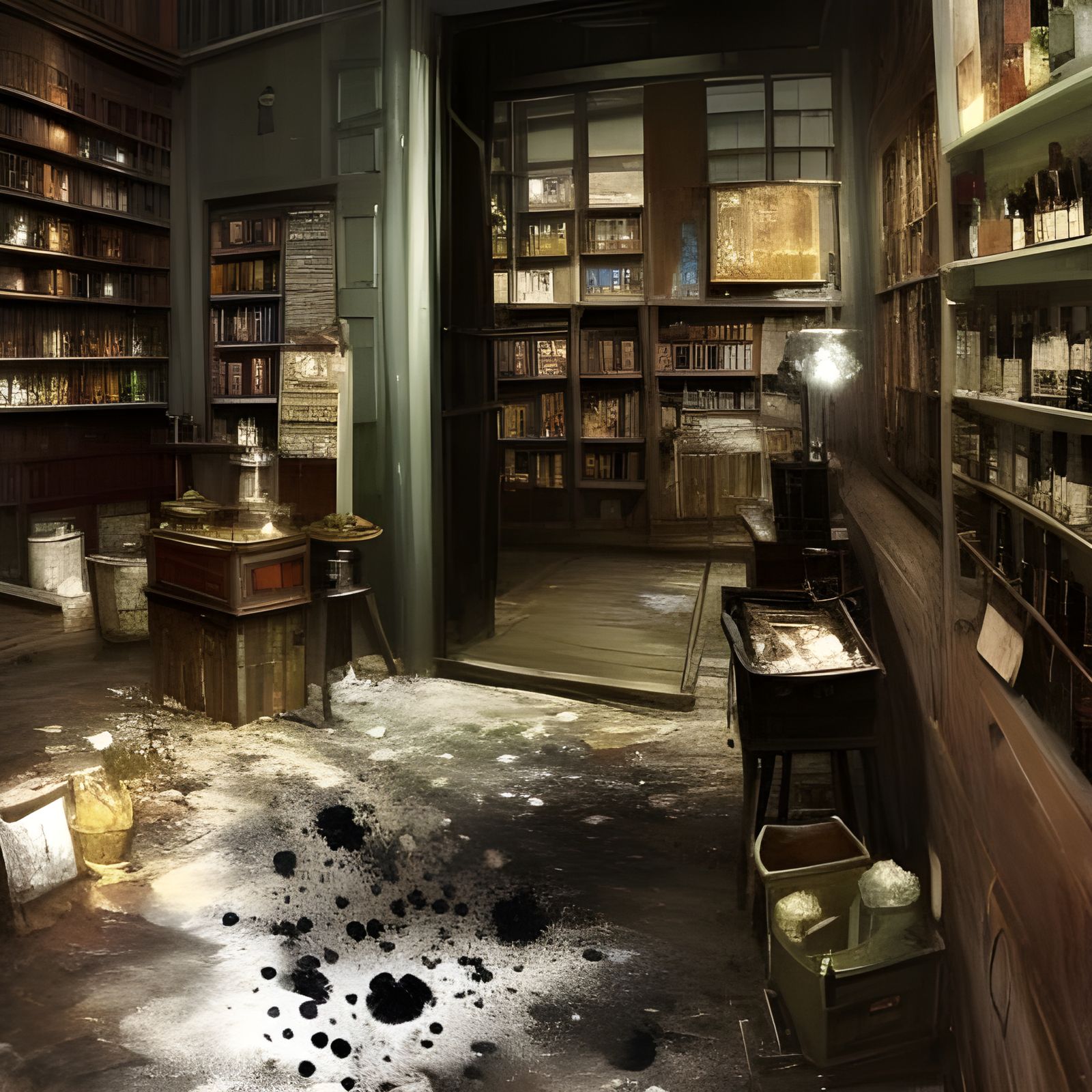 Dilapidated Victorian Apothecary Interior in Hyper-Realistic...