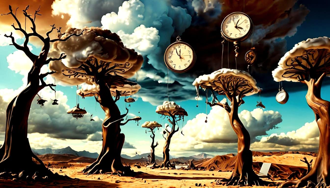 Surreal Laptops in Dreamlike Landscape, Dali Style