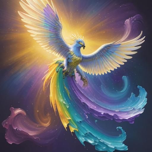 Rainbow Poetry on Golden Parchment Scroll