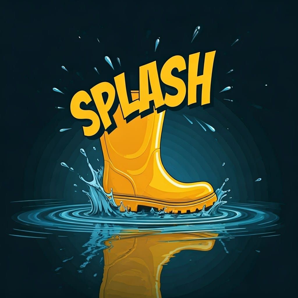 Yellow Boot Splash: Comic-Style Digital Art