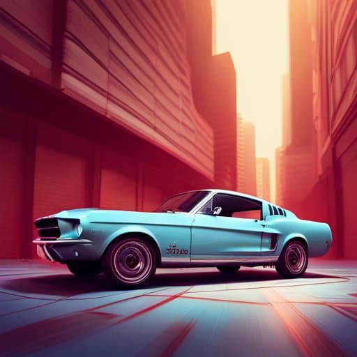 Classic 1968 Ford Mustang in 3D Digital Art
