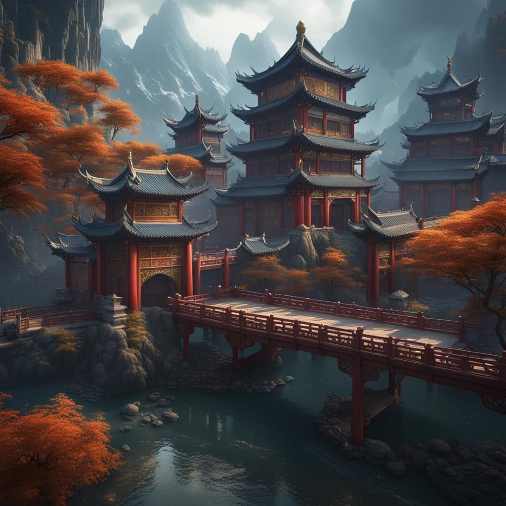 Fantastical Deep Color Matte Painting of China