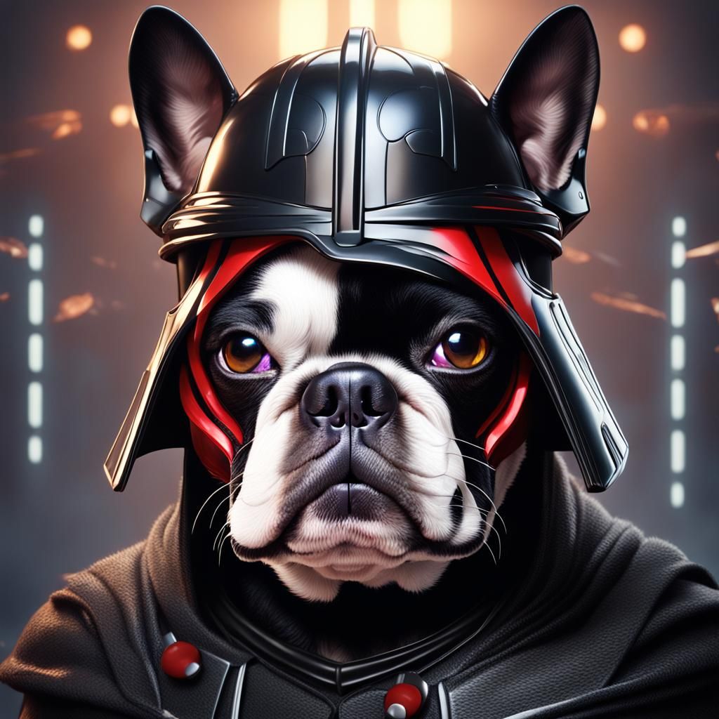 Boston Terrier as Darth Vader: Detailed Matte Painting
