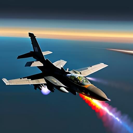 F18 Hornet Intercepts Missile: Hypermodern Action Painting