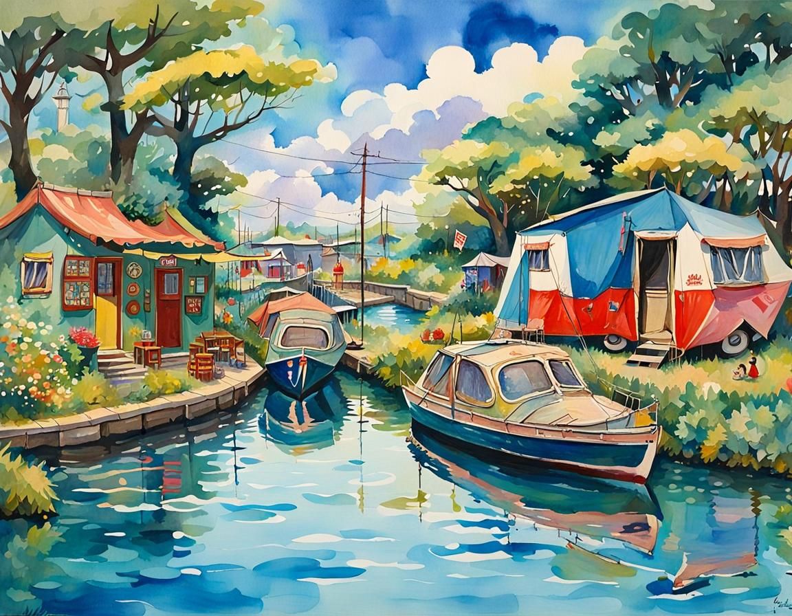 Happy 1950s Campers: Studio Ghibli Acrylic Art