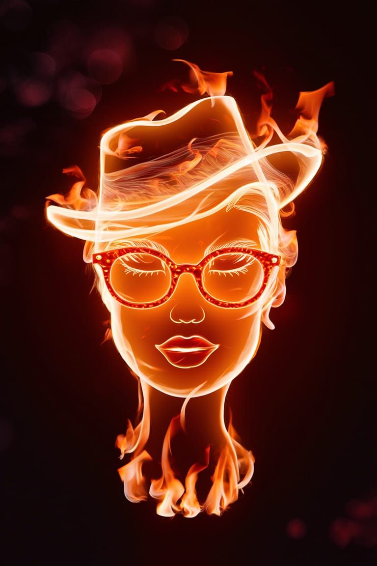 Fiery Woman Portrait with Bokeh Effect