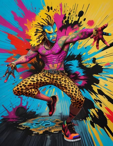 Cheetah Graffiti Art at Music Festival in Street Art Style