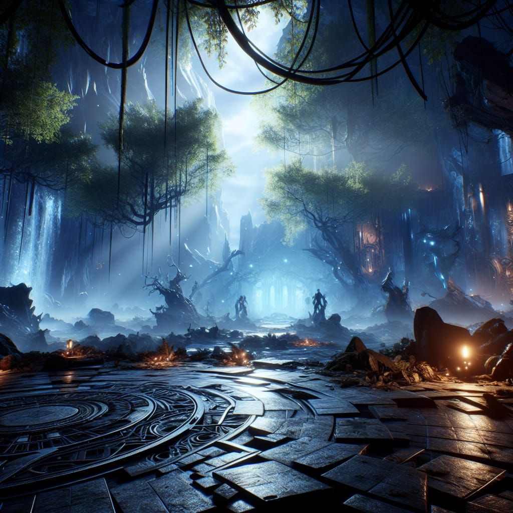 Epic 3D Game Scene with Dynamic Lighting