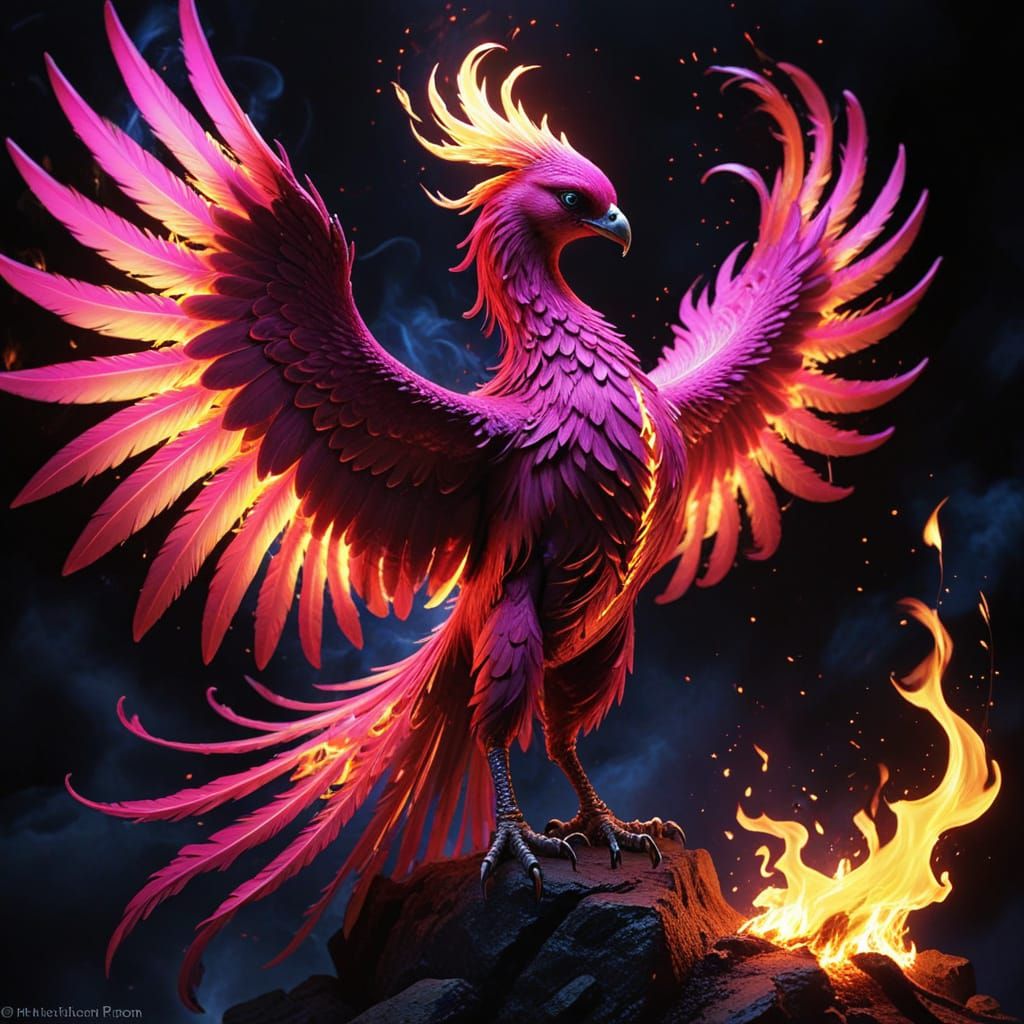 Vibrant Phoenix in Radiant Hues