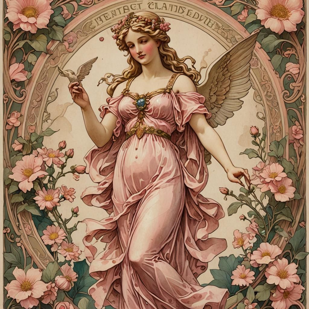 Aphrodite Label in Art Nouveau Style