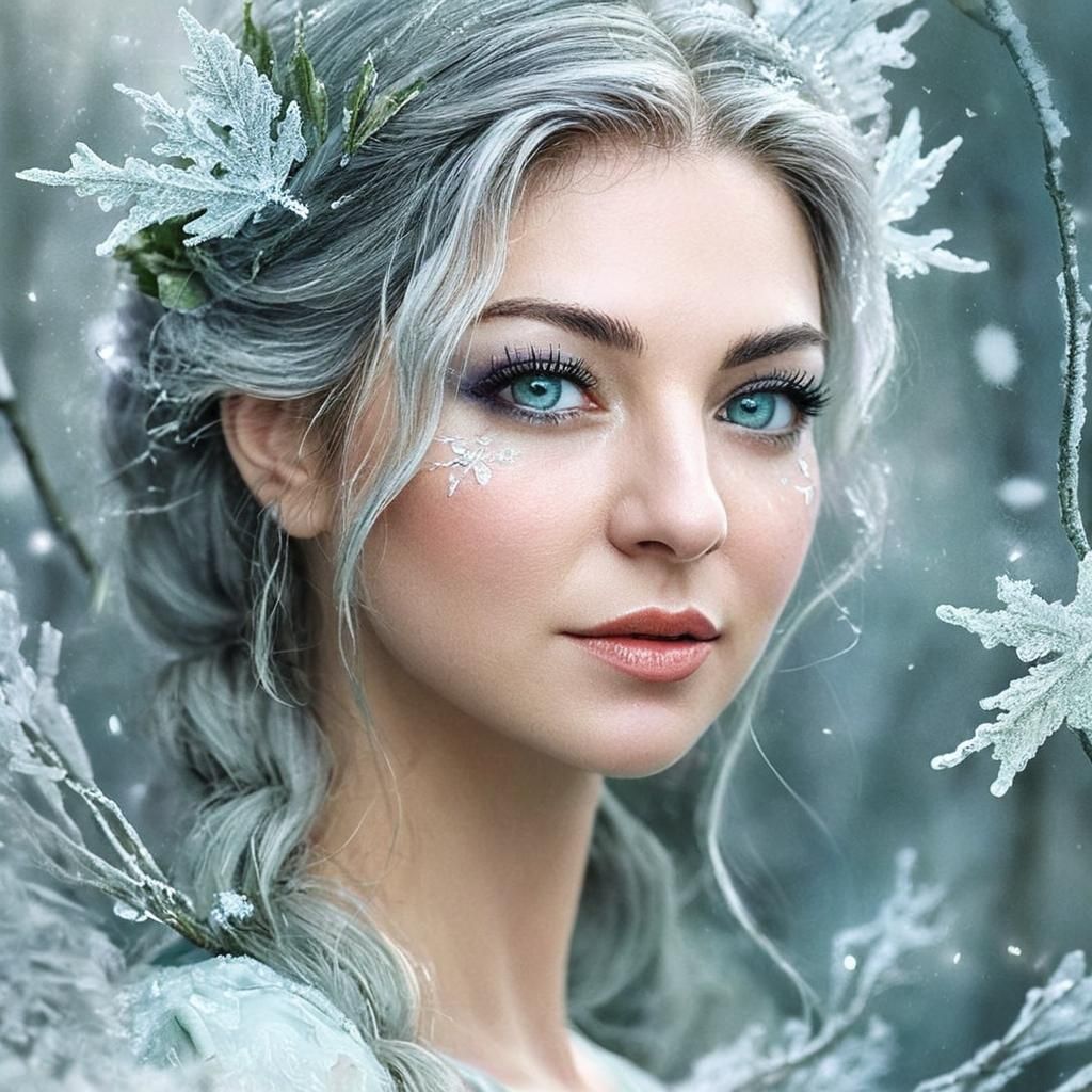 Frost Fairy in Winter Forest: Watercolor Illustration