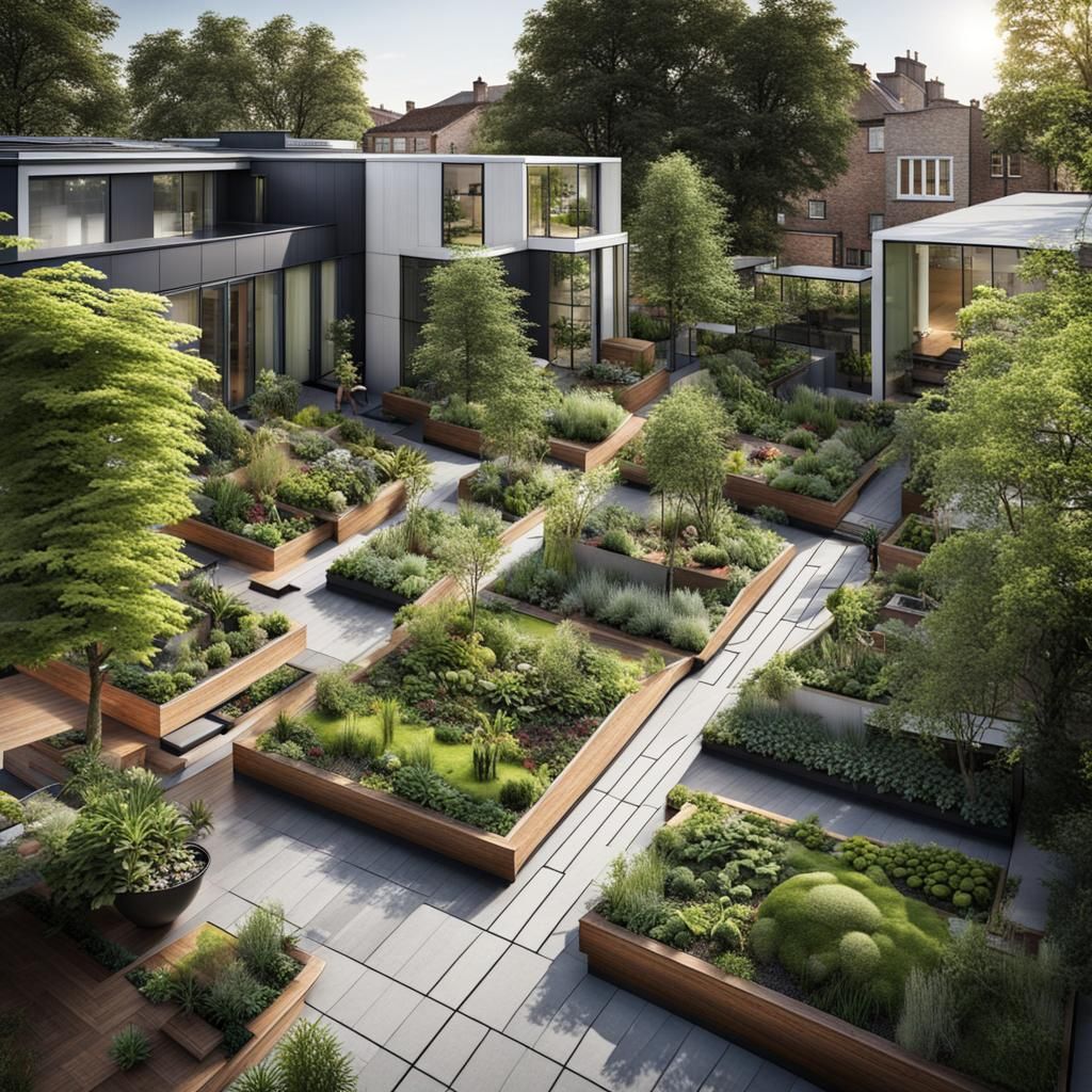 Urban Garden Oasis with Modern Architecture