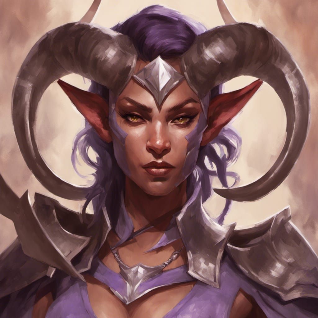 Tiefling Portrait in Digital Art Style