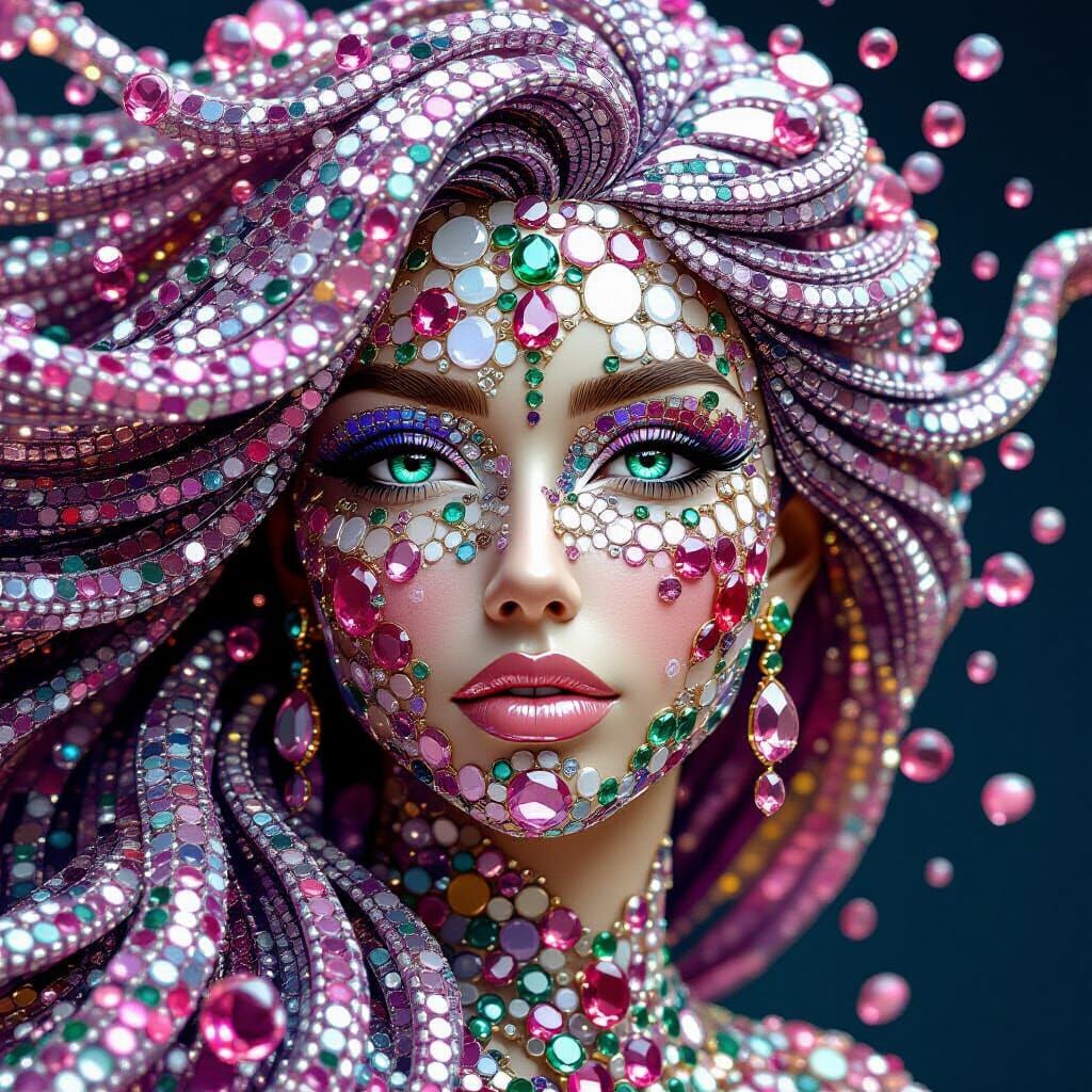 Gemstone Woman: Hyper-Detailed 3D Rendered Portrait