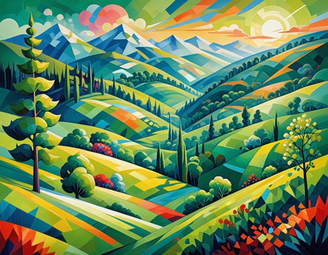 Gingham Fantasy Landscape