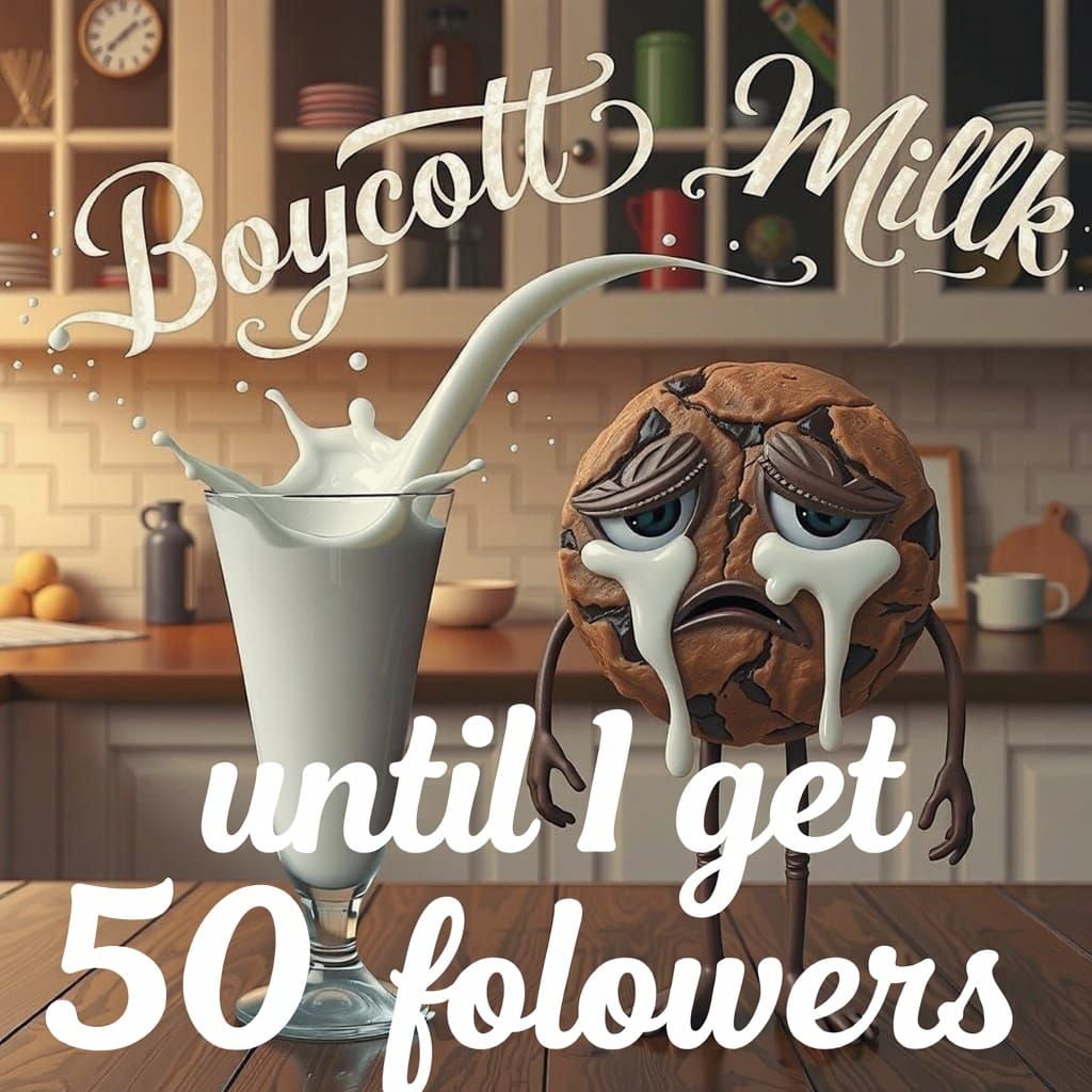 3D Milk Text: Until I Get 50 Followers